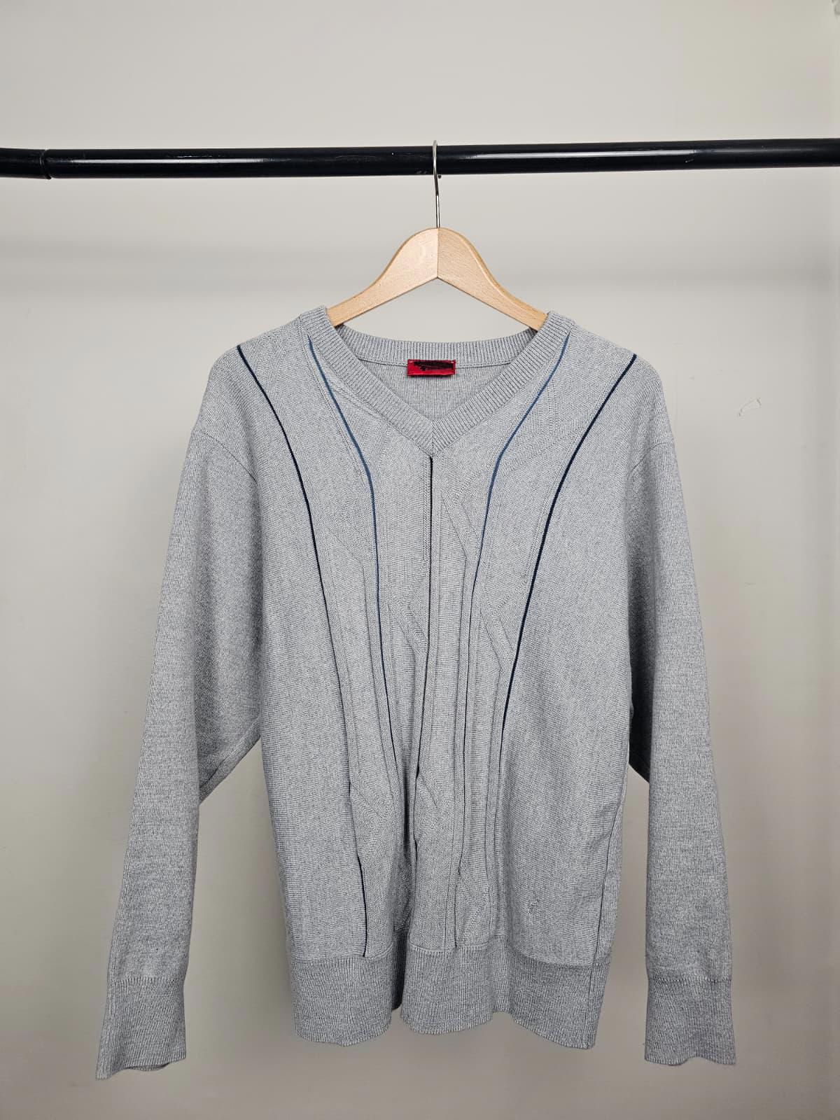 Gabicci Men's V-Neck 90's Mod Wool Blend Knitted Pullover Jumper/Sweater L/Large