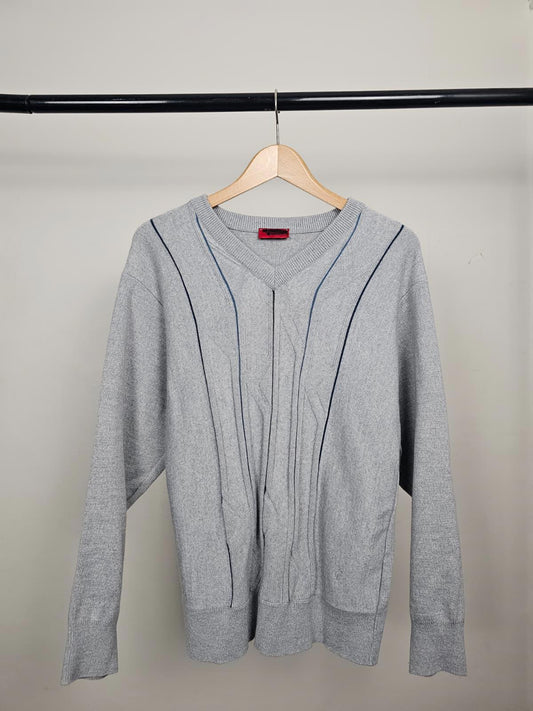 Gabicci Men's V-Neck 90's Mod Wool Blend Knitted Pullover Jumper/Sweater L/Large