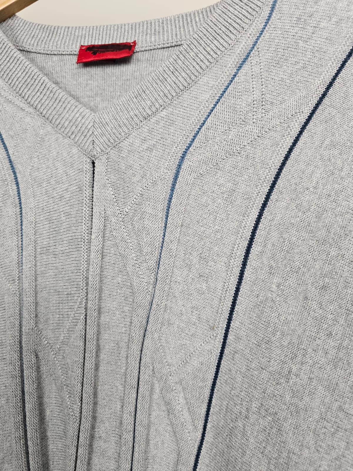 Gabicci Men's V-Neck 90's Mod Wool Blend Knitted Pullover Jumper/Sweater L/Large