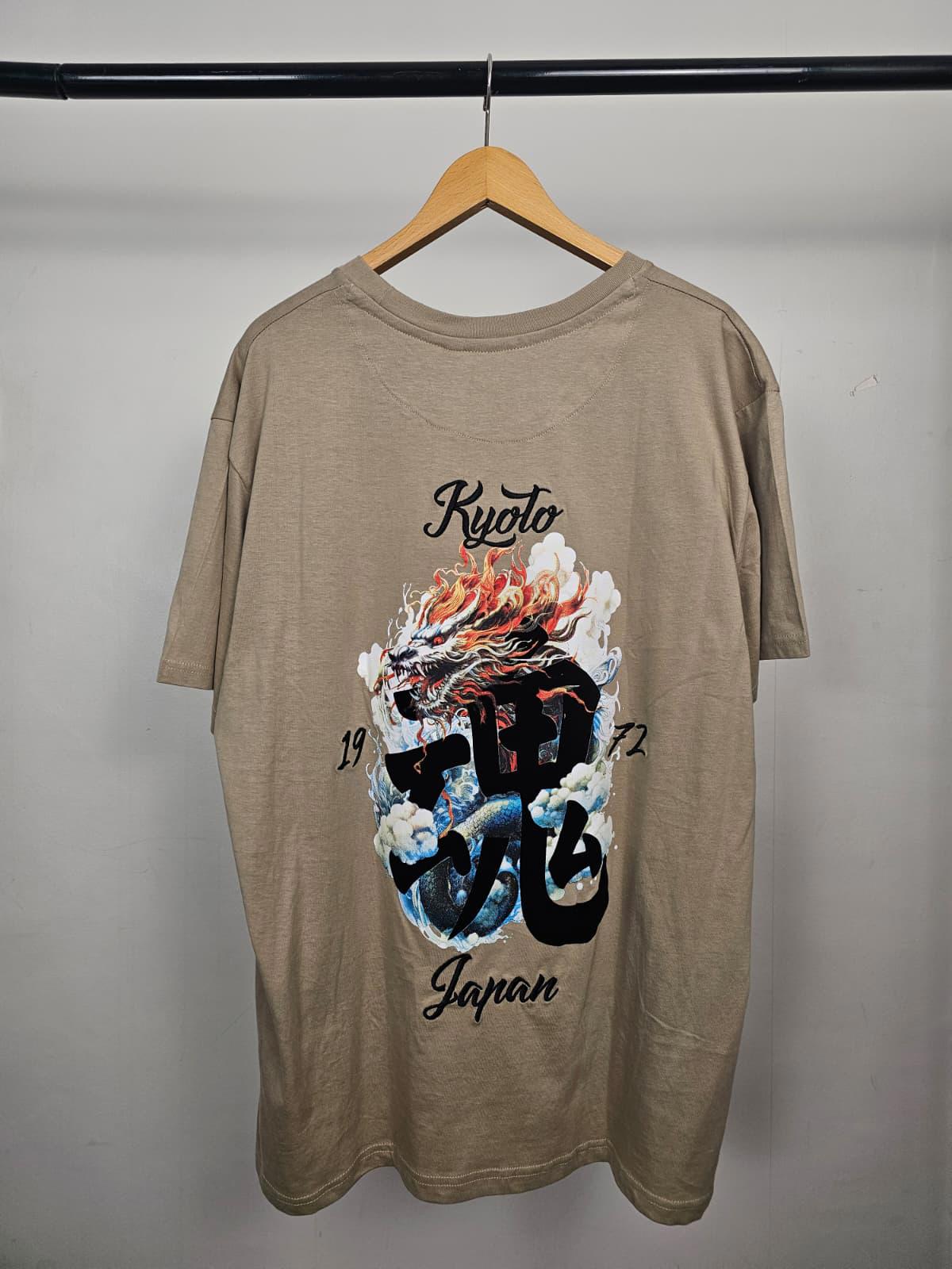 Brave Soul Men's Kyoto Japan Embroidered/Print Japanese Short Sleeve T-Shirt - L