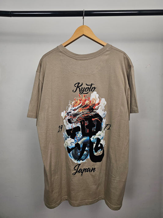 Brave Soul Men's Kyoto Japan Embroidered/Print Japanese Short Sleeve Top/T-Shirt - L/Large