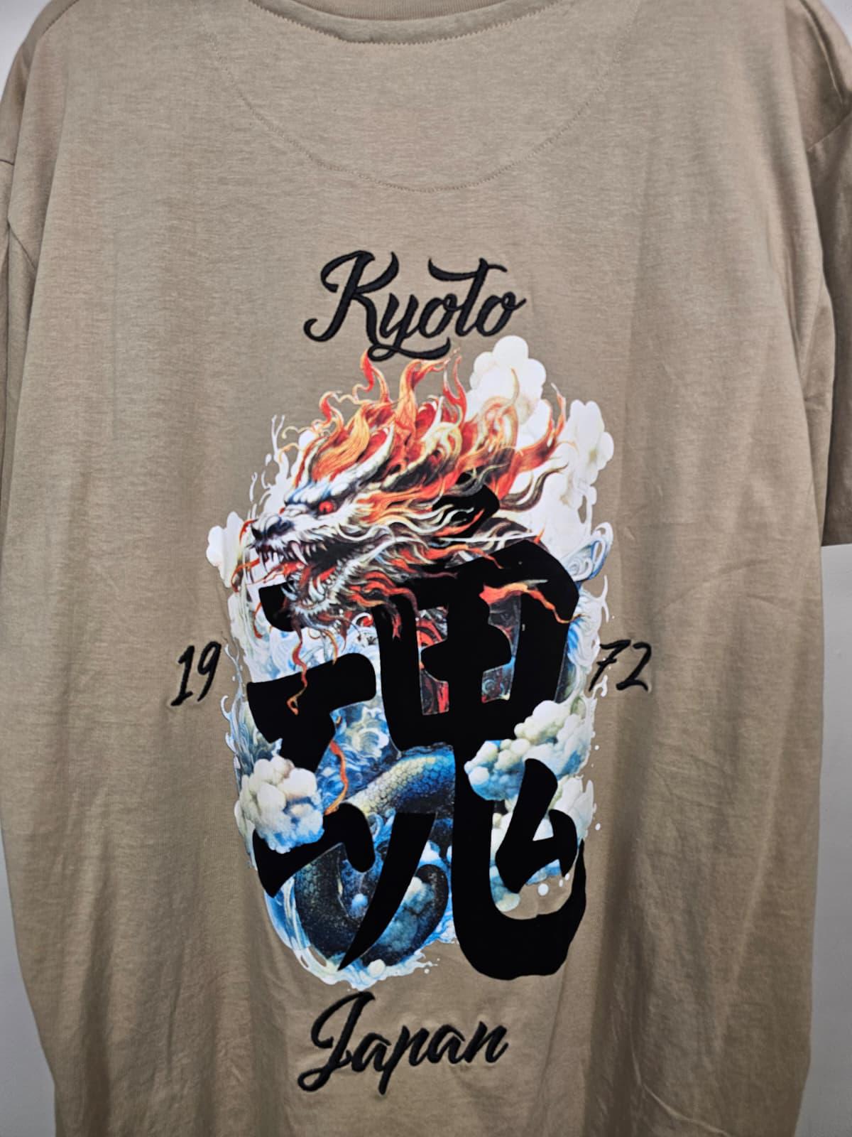 Brave Soul Men's Kyoto Japan Embroidered/Print Japanese Short Sleeve T-Shirt - L