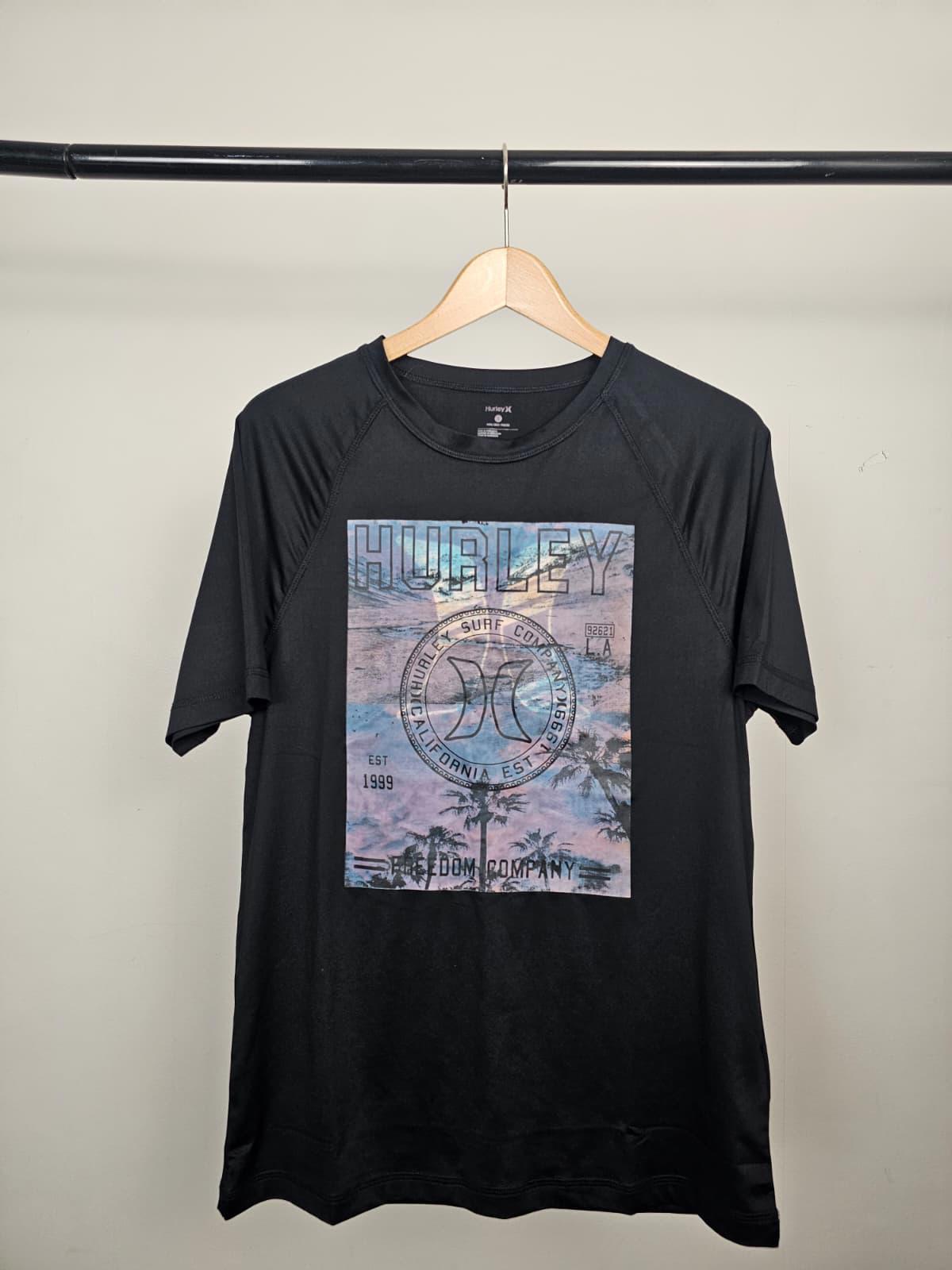 Hurley Men's Short Sleeve Surf Print Top/T-Shirt - S/Small - Black