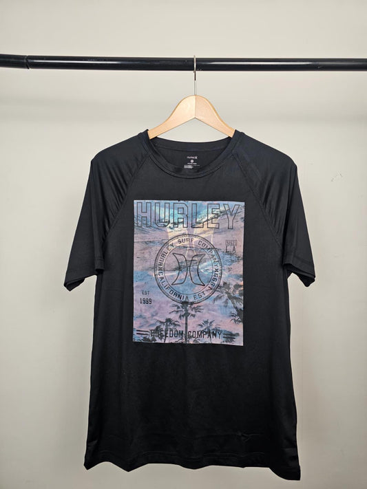 Hurley Men's Short Sleeve Surf Print Top/T-Shirt - S/Small - Black