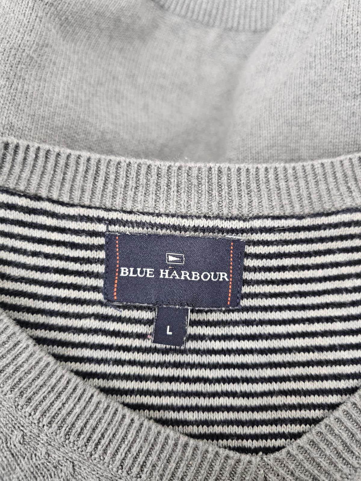 Men's Blue Harbour M&S Pullover V-neck Jumper/Sweater - L/Large - Grey