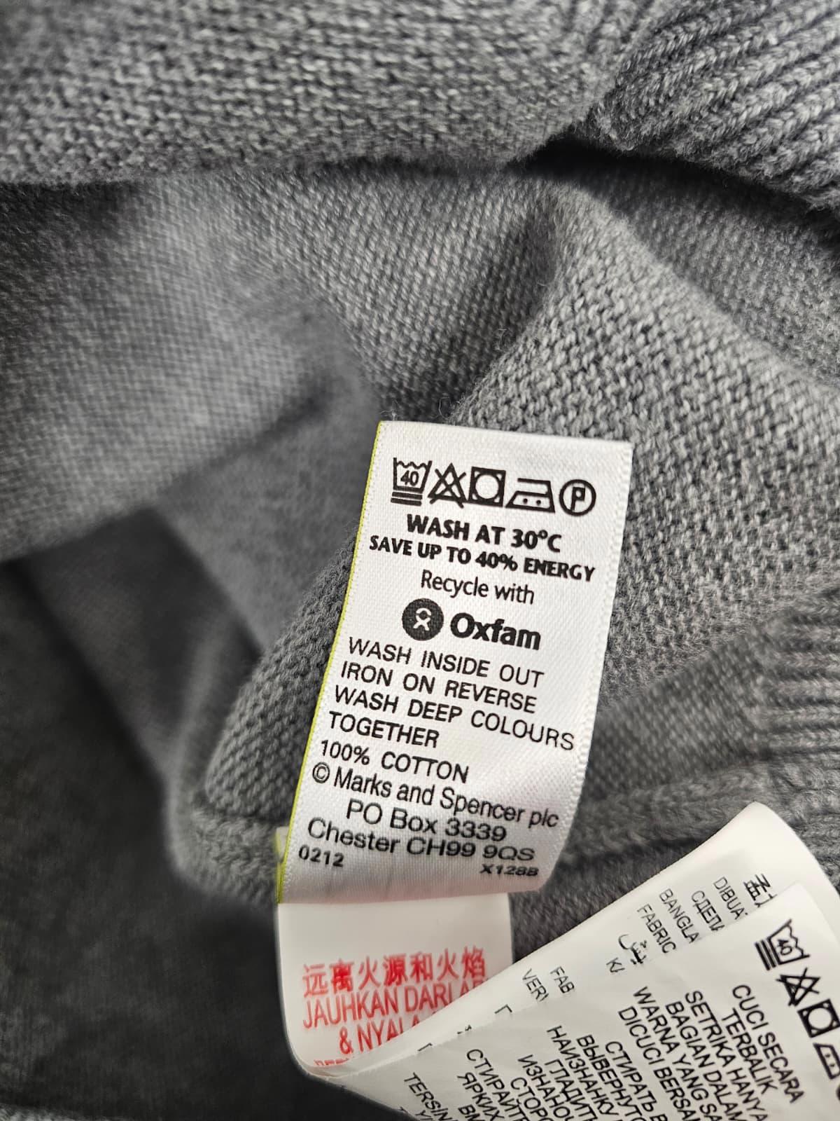 Men's Blue Harbour M&S Pullover V-neck Jumper/Sweater - L/Large - Grey