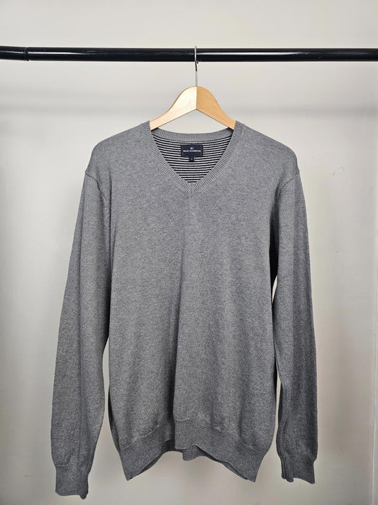 Men's Blue Harbour M&S Pullover V-neck Jumper/Sweater - L/Large - Grey