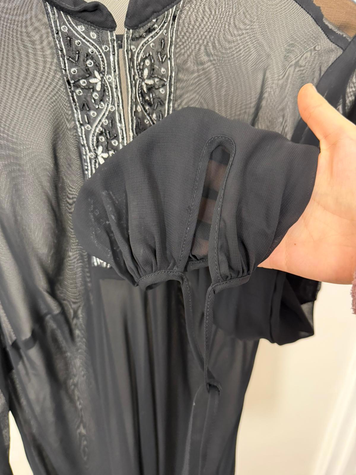 Laura Ashley Vintage 2000's Sheer Embroidered Boho Blouse/Peasant Top - UK 16