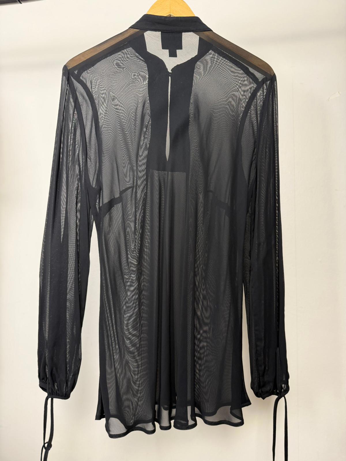 Laura Ashley Vintage 2000's Sheer Embroidered Boho Blouse/Peasant Top - UK 16