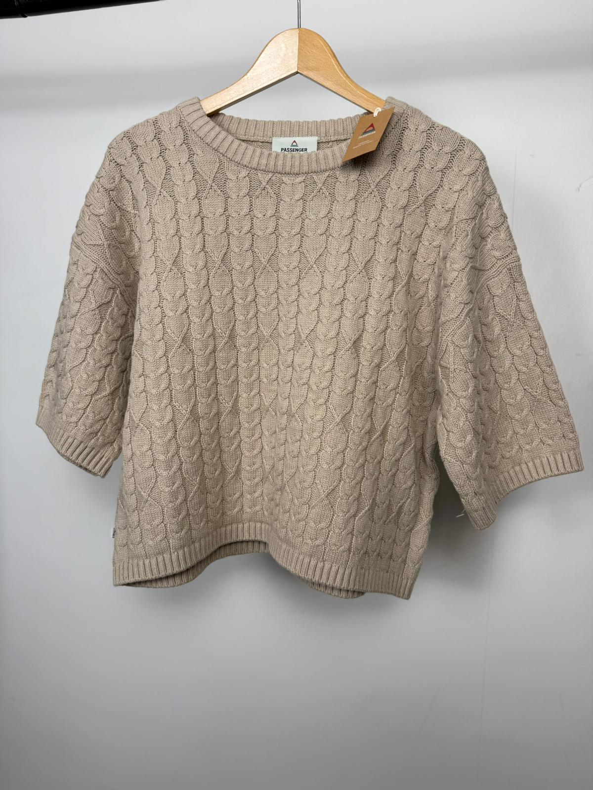 Passenger Women's Homely Short Sleeve Cable Knitted Jumper - M/Medium/UK 12