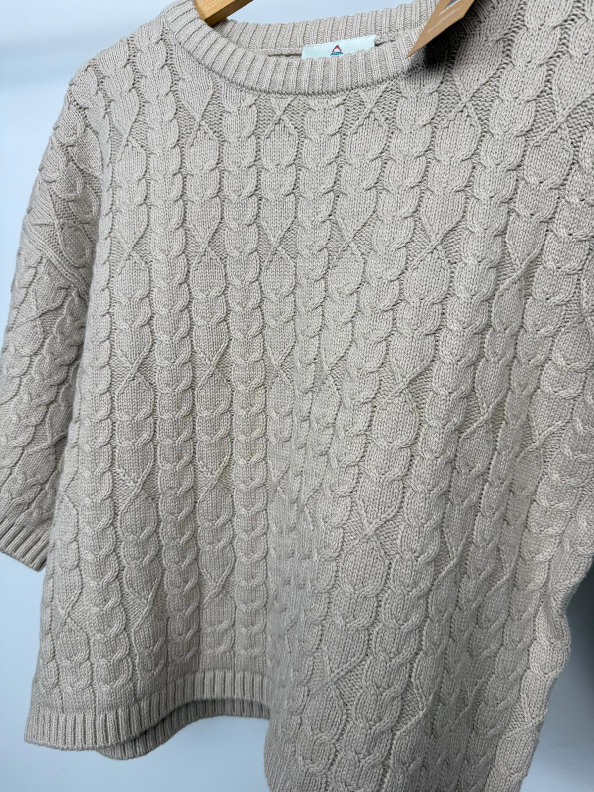 Passenger Women's Homely Short Sleeve Cable Knitted Jumper - M/Medium/UK 12