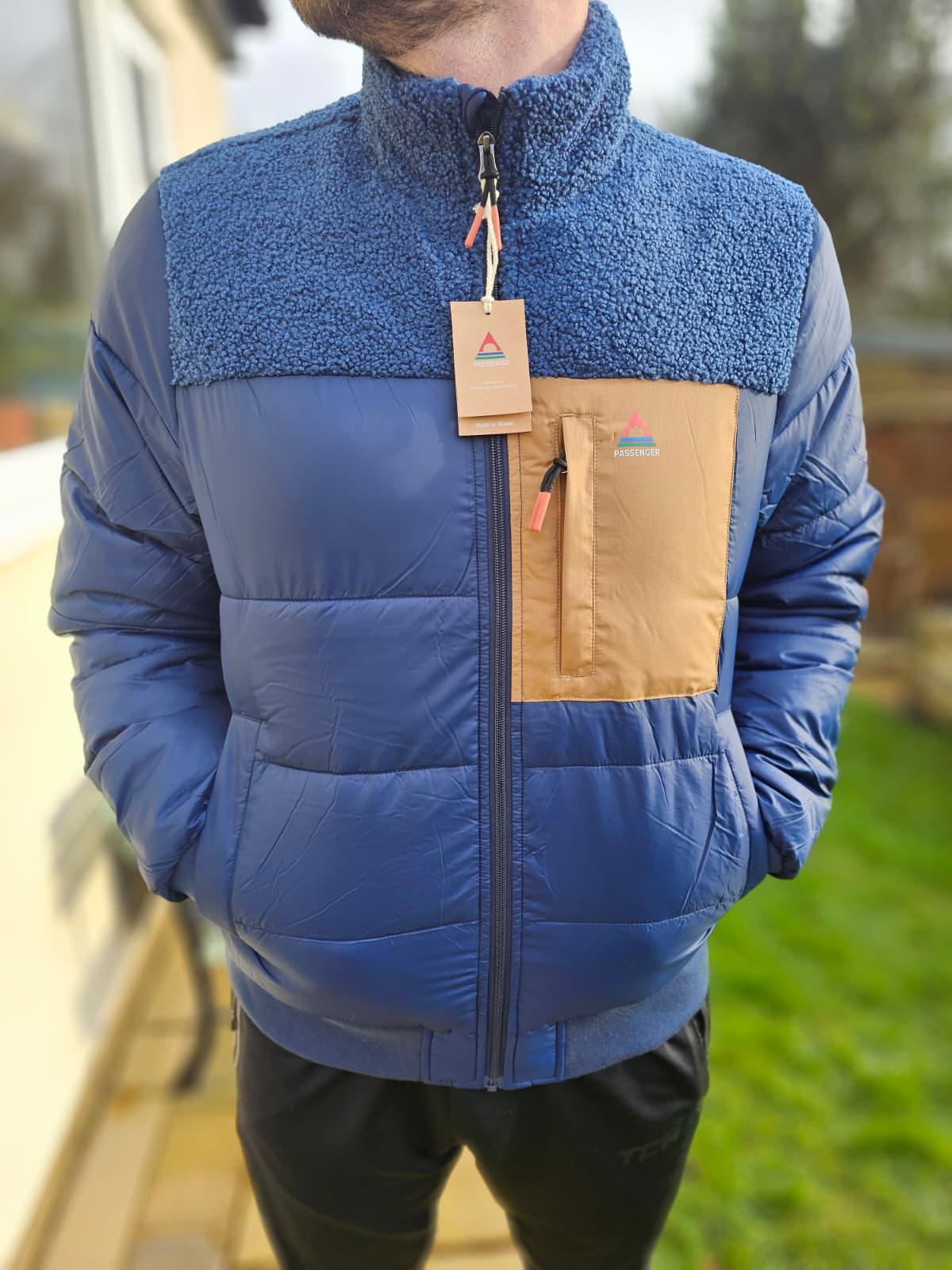 Passenger Mens Journey Full Zip Part Sherpa/Teddy Puffer Jacket/Coat - M/Medium