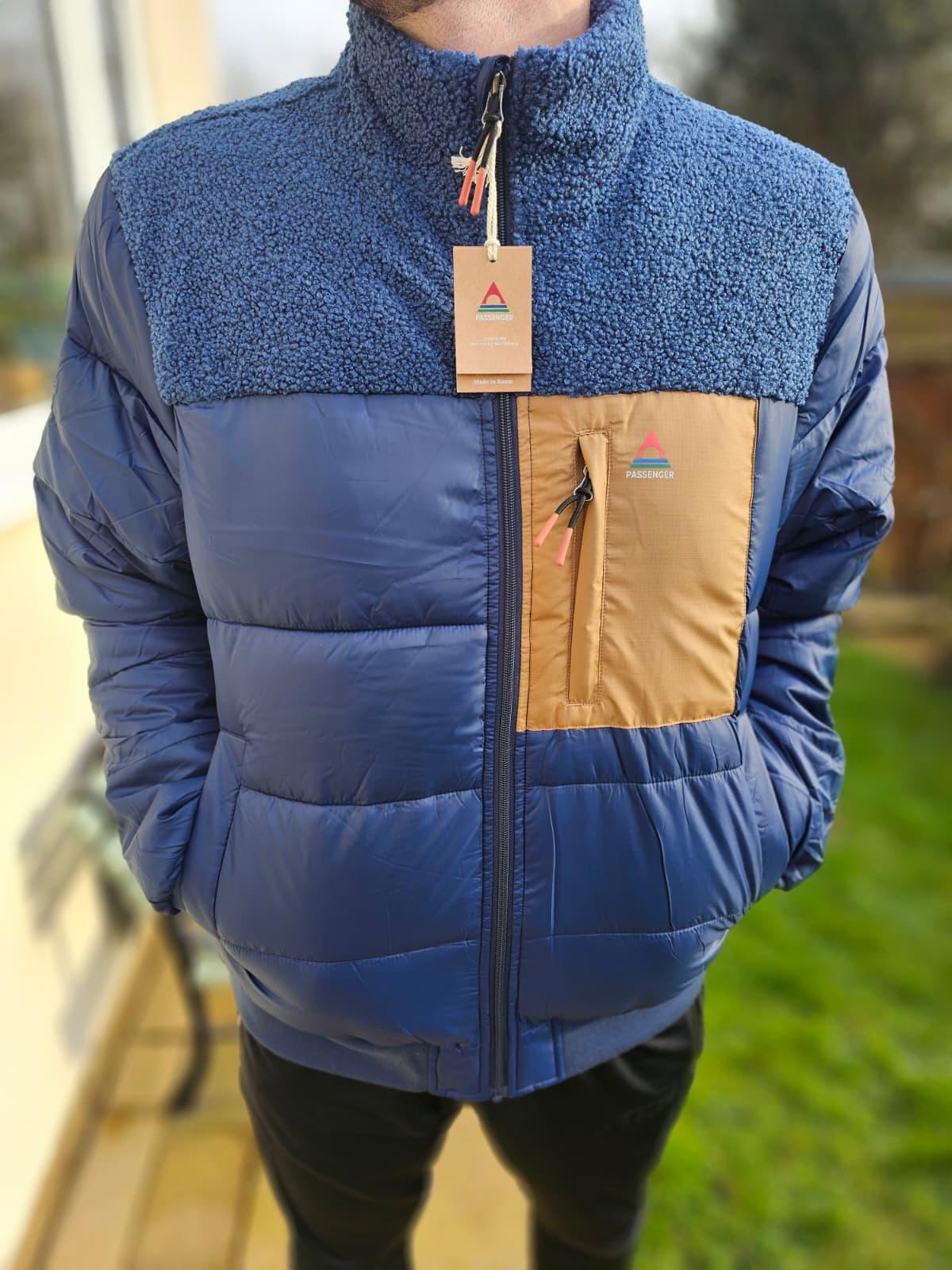 Passenger Mens Journey Full Zip Part Sherpa/Teddy Puffer Jacket/Coat - XL