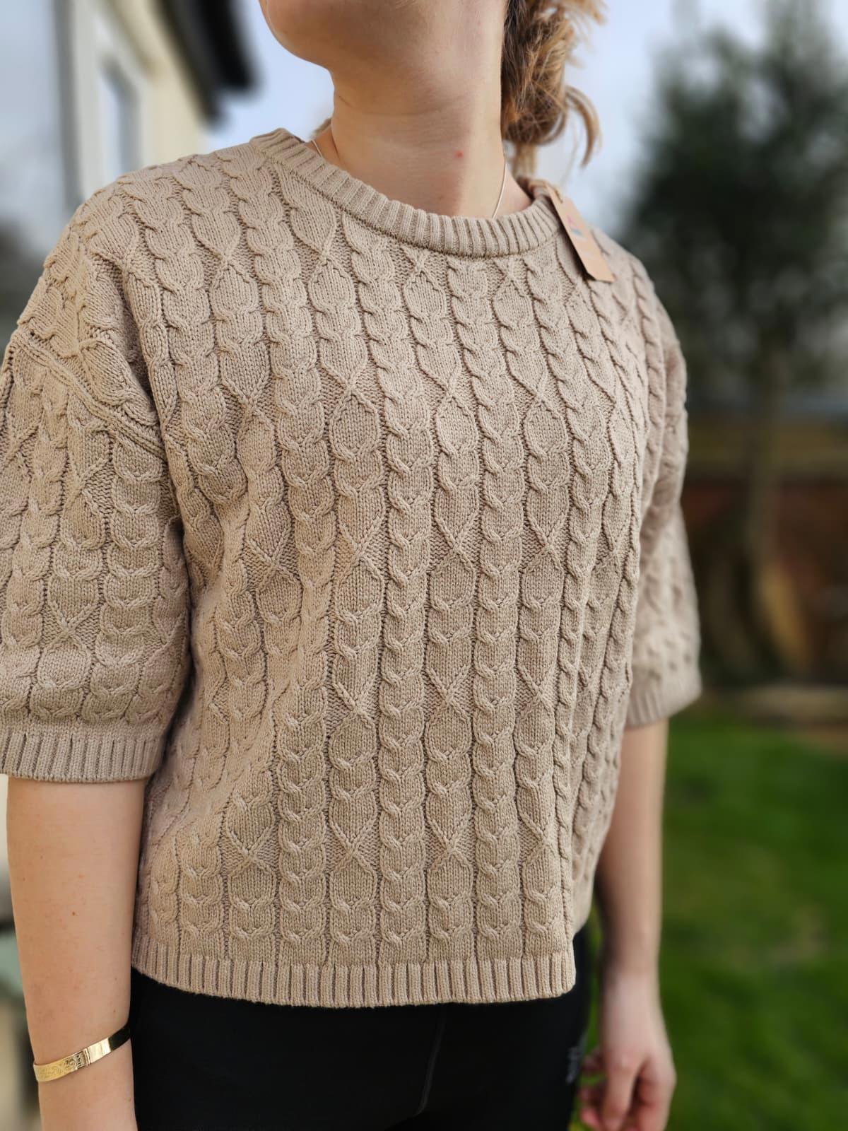 Passenger Women's Homely Short Sleeve Cable Knitted Jumper - M/Medium/UK 12