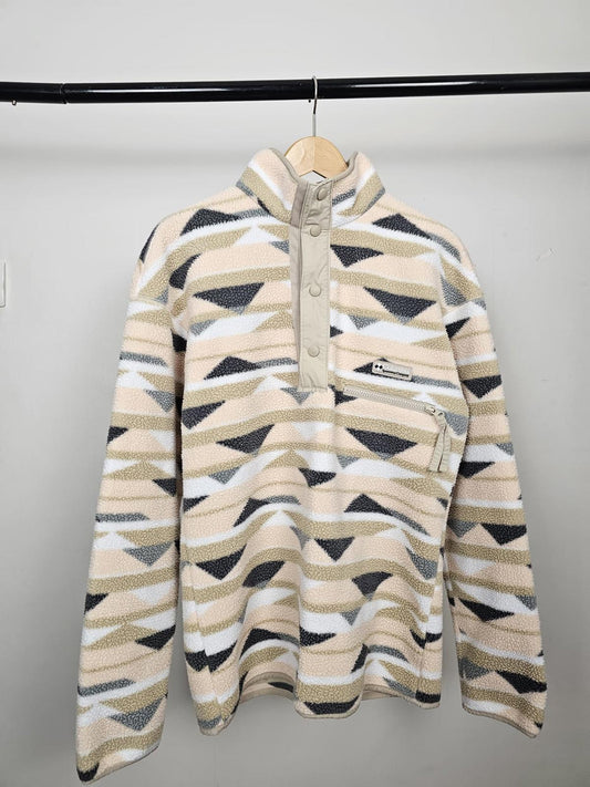 Columbia Mens Snap Button Abstract Pattern Pullover Fleece Jumper - S/Small M