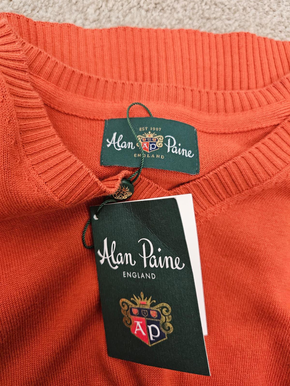 Alan Paine Men's V-Neck Pullover Jumper/Sweater - UK 42/L/Large - Burnt Orange