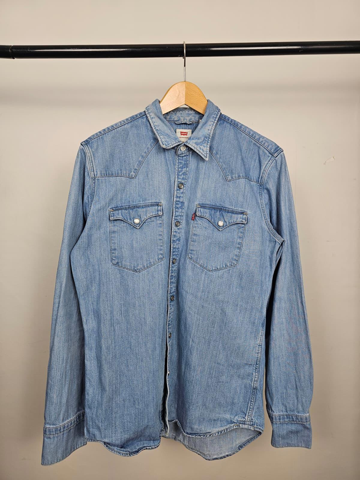 Levi's Men's Western Cowboy Rancher Denim Snap/Popper Button Collared Shirt - M