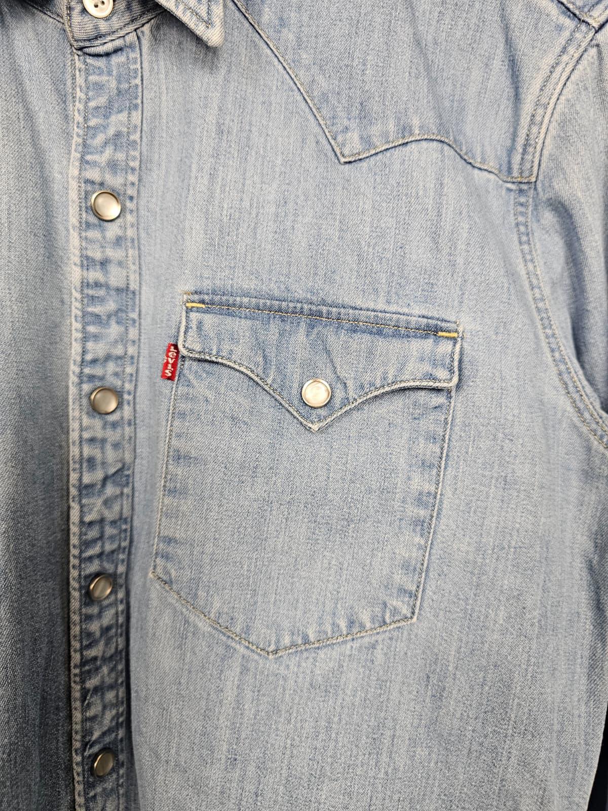 Levi's Men's Western Cowboy Rancher Denim Snap/Popper Button Collared Shirt - M