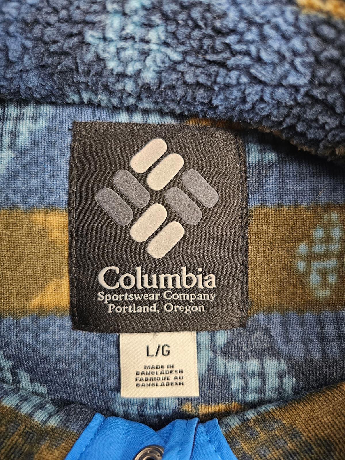 Columbia Mens Pullover Snap Button Aztex Mid Layer Casual Fleece Jumper - L