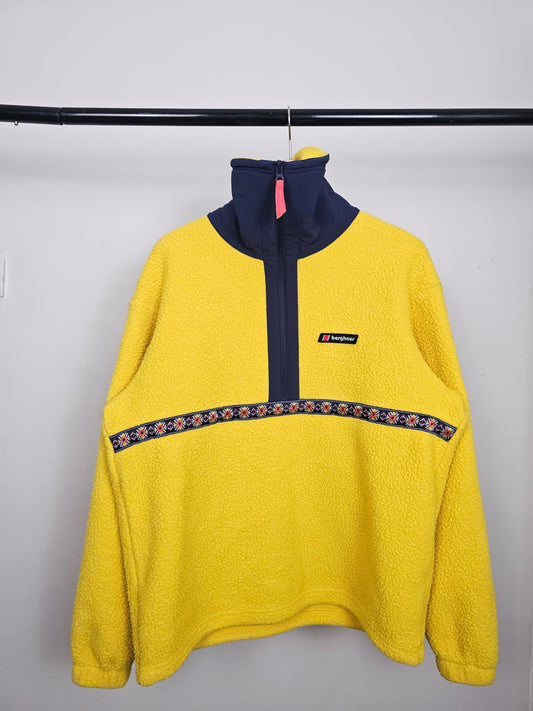 Berghaus 1/2 Zip Aztec Vintage Style Trim Hile Pile Sherpa Fleece Jumper - M