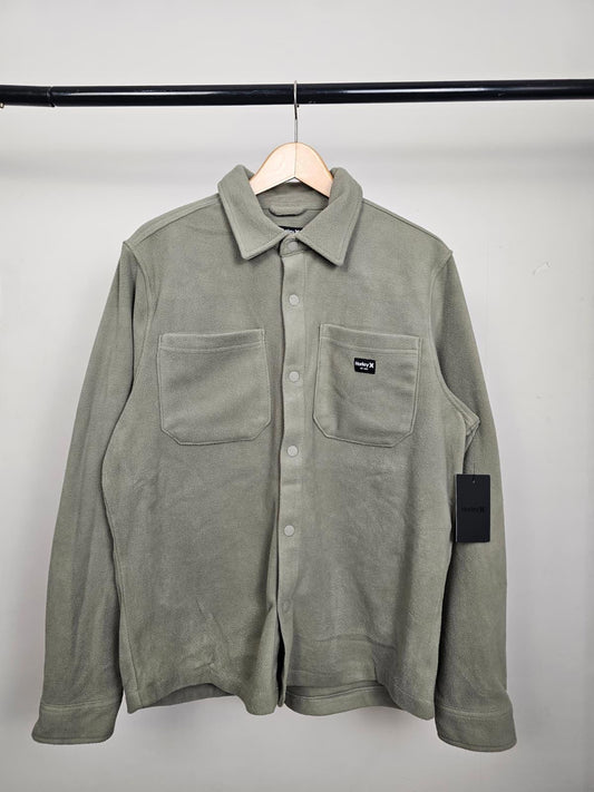 Hurley Men's Snap Button Fleece Shacket/Overshirt Jacket - M/Medium - Sage
