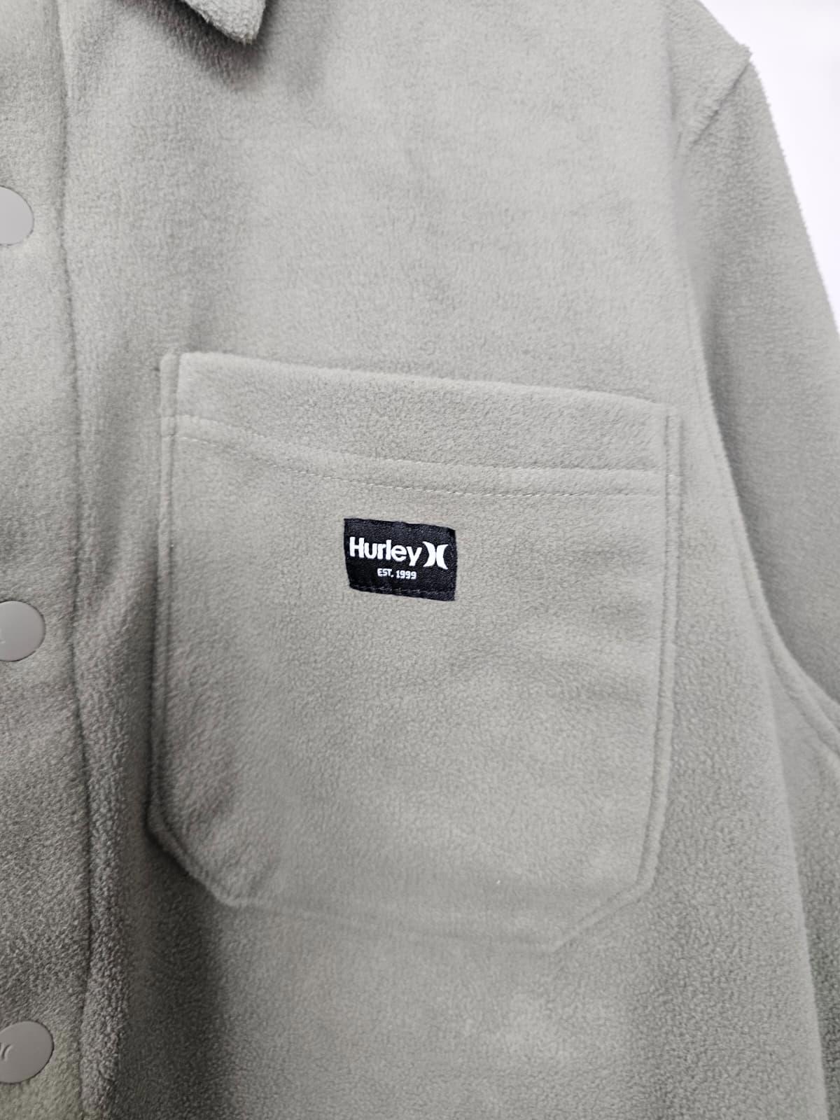 Hurley Men's Snap Button Fleece Shacket/Overshirt Jacket - M/Medium - Sage