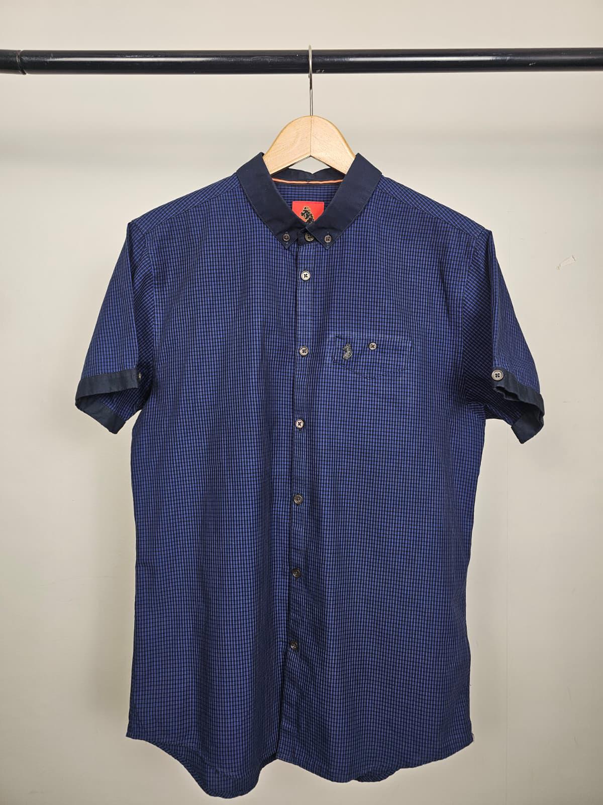 LUKE Mens Short Sleeve Smart Casual Button Up Oxford Style Shirt - M/Medium