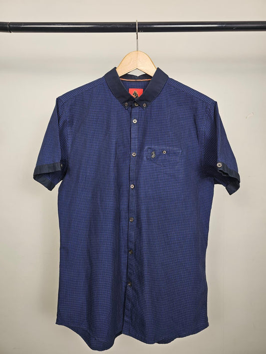 LUKE Mens Short Sleeve Smart Casual Button Up Oxford Style Shirt - M/Medium