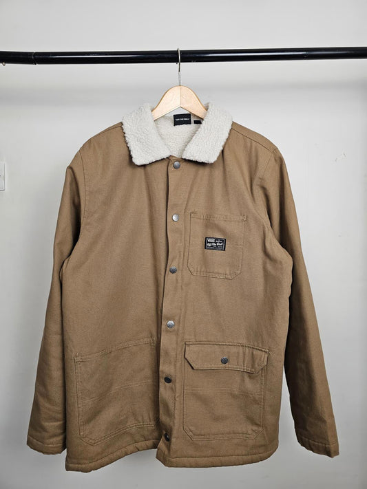VANS Mens Sherpa Lined Fleece Drill Chore Style Jacket/Coat - M/Medium Tan/Beige