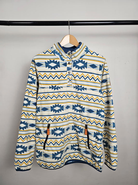 Passenger Womens Pullover Snap Button Aztec Fleece Jumper - M/Medium