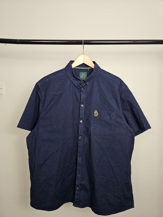 Luke Sport Mens Short Sleeve Oxford Style Button Up Shirt - XL/Extra Large -Navy