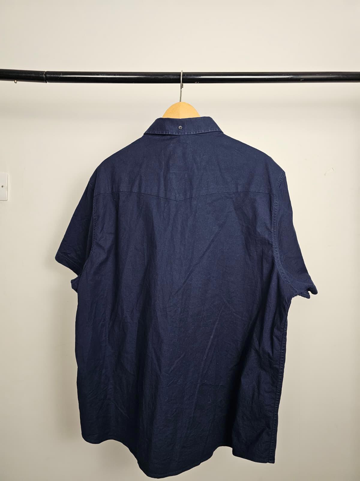 Luke Sport Mens Short Sleeve Oxford Style Button Up Shirt - XL/Extra Large -Navy