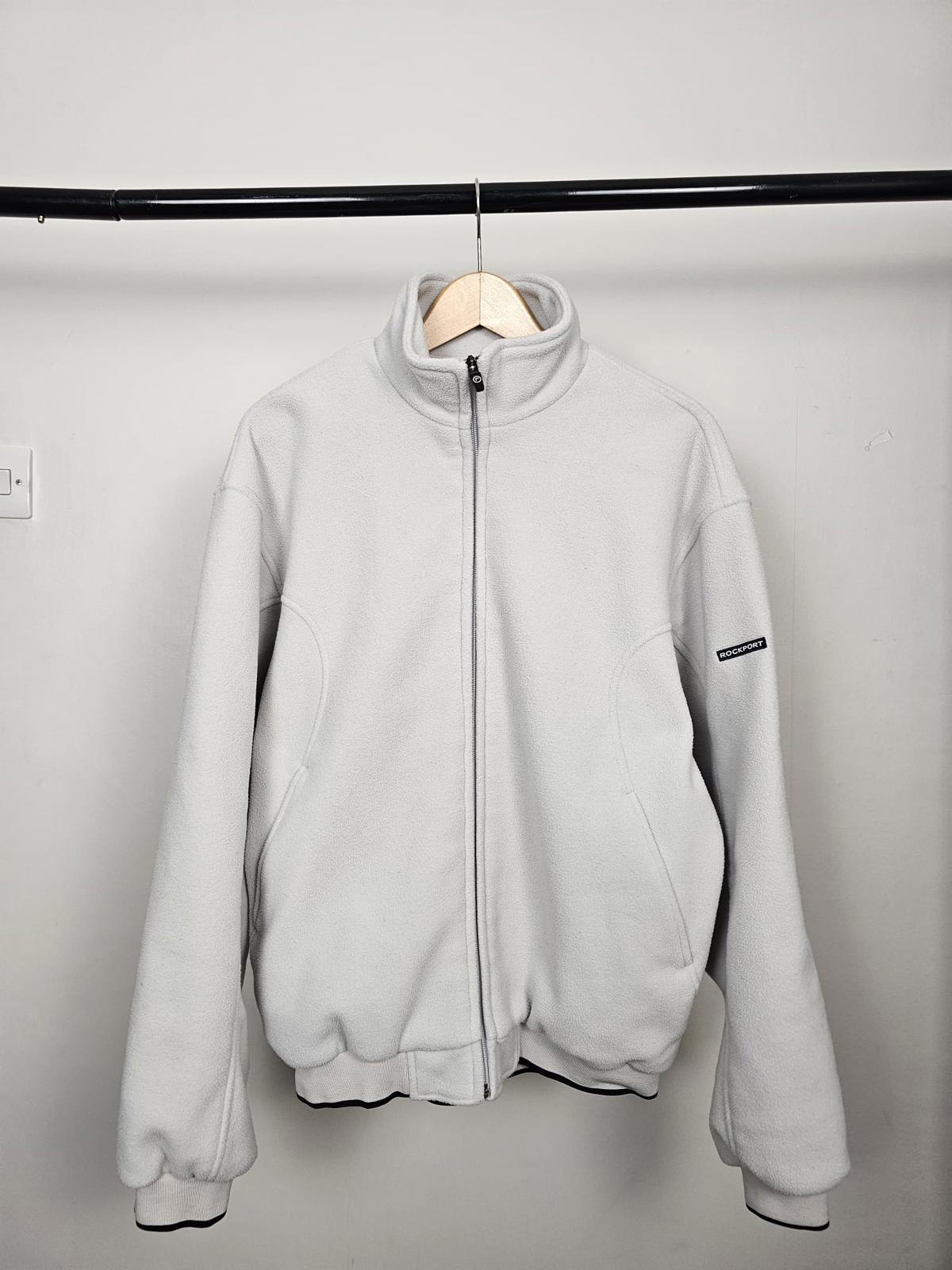 Rockport Men's Y2K 2000's Heavy Weight Full Zip Fleece Jacket -  Pale Grey