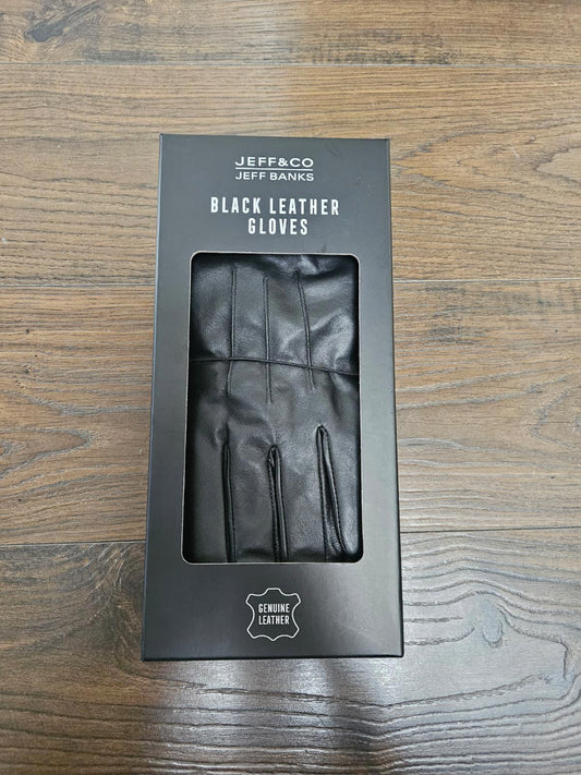 Jeff Banks Jeff & Co Black Leather Smart Casual Formal Gloves In Gift Box - L/XL