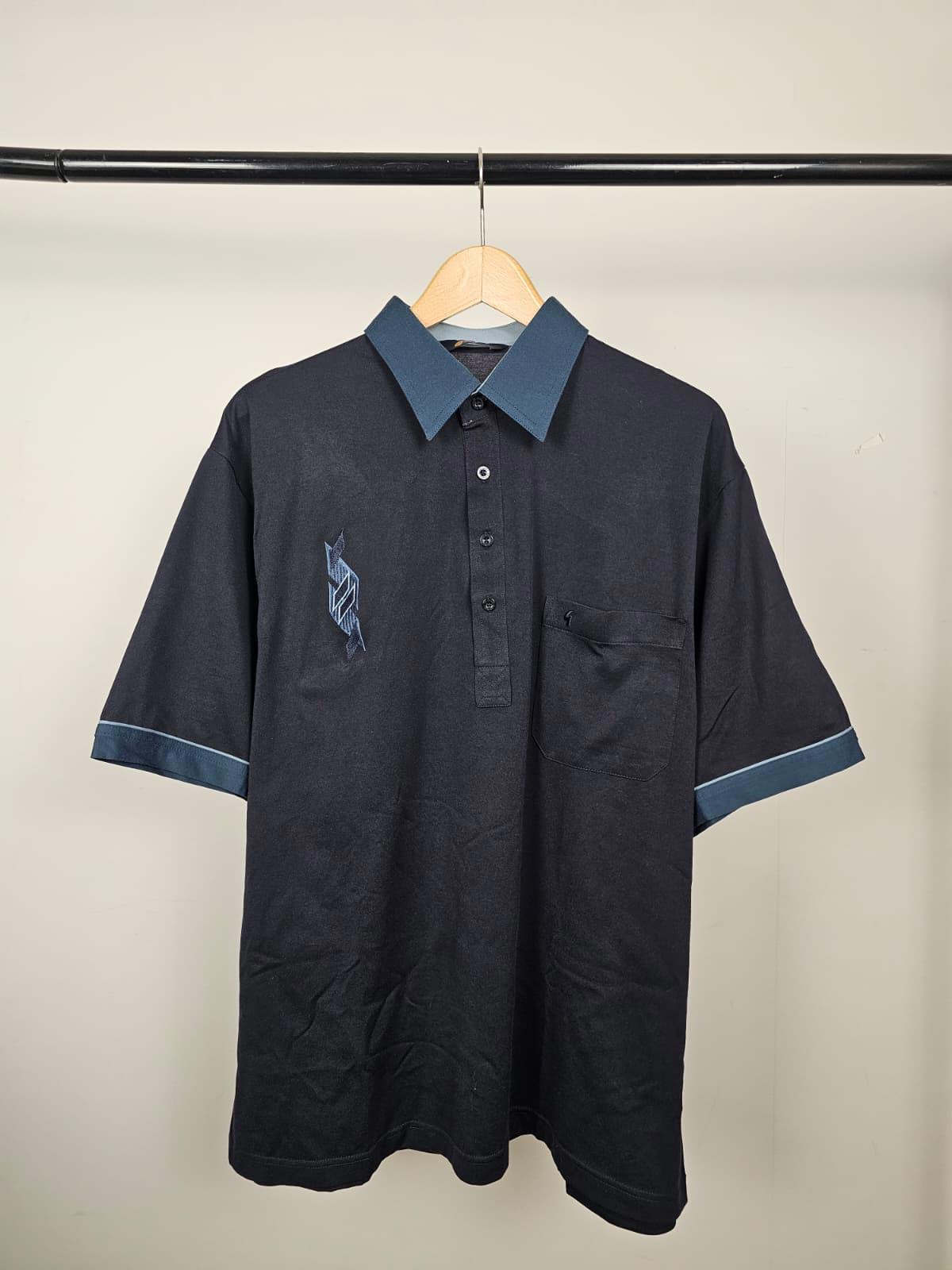 Gabicci Men's Y2K Embroidered Pocket Polo Shirt - XL/Extra Large - Navy