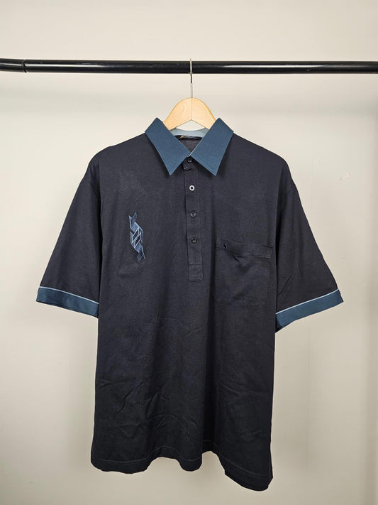 Gabicci Men's Y2K Embroidered Pocket Polo Shirt - XL/Extra Large - Navy