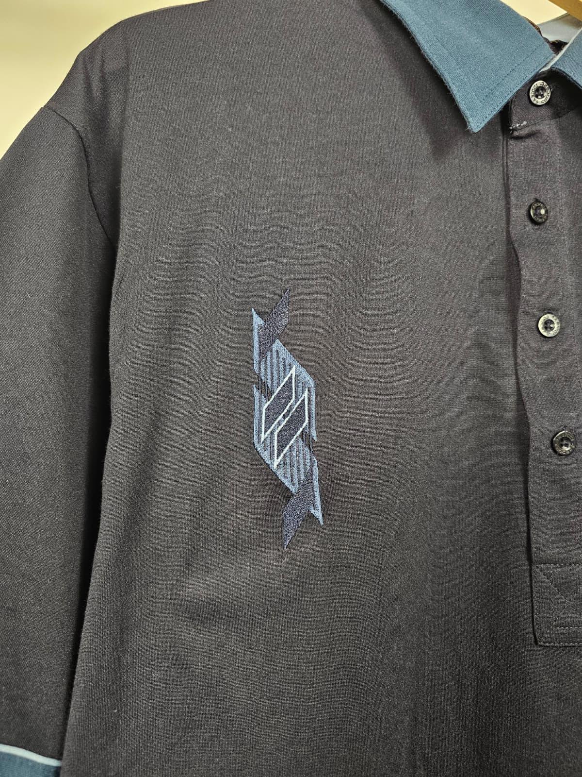 Gabicci Men's Y2K Embroidered Pocket Polo Shirt - XL/Extra Large - Navy