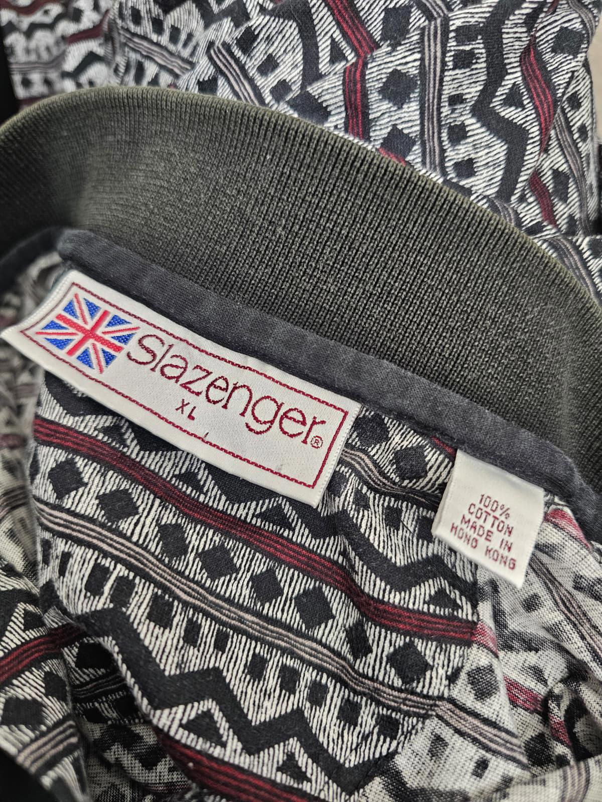Slazenger Mens Vintage Geometric 100% Cotton Pattern Pocket Shirt - XL