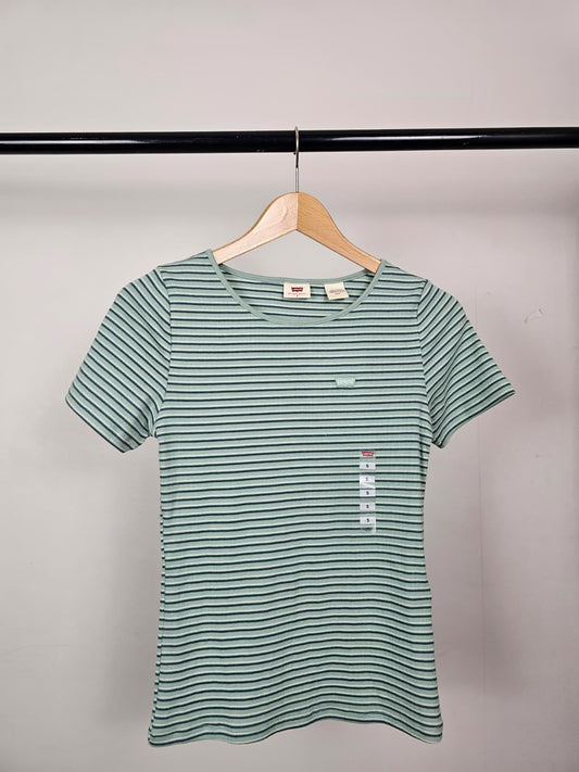 Levi's Short Sleeve Crew Neck Poetcore Boho Top/T-Shirt - S/Small - Green