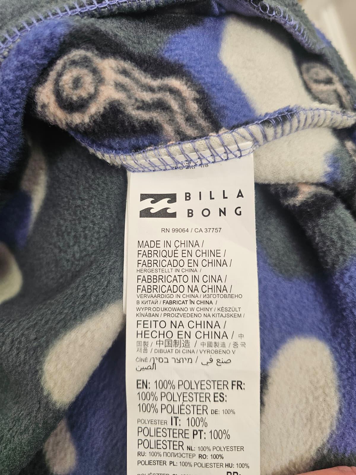 Billabong ADV Mens 1/2 Zip Pullover Pattern Fleece Pocket Jumper - M