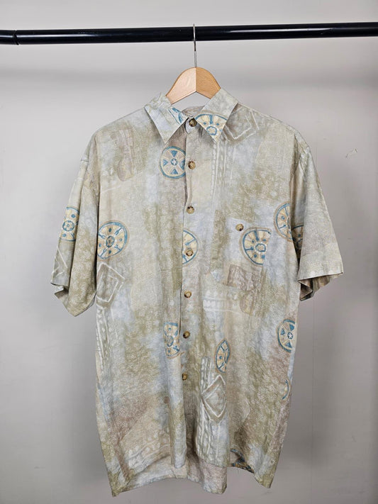 Gabicci Mens Vintage 90's Short Sleeve Button Up Pattern Casual Shirt - M/Medium