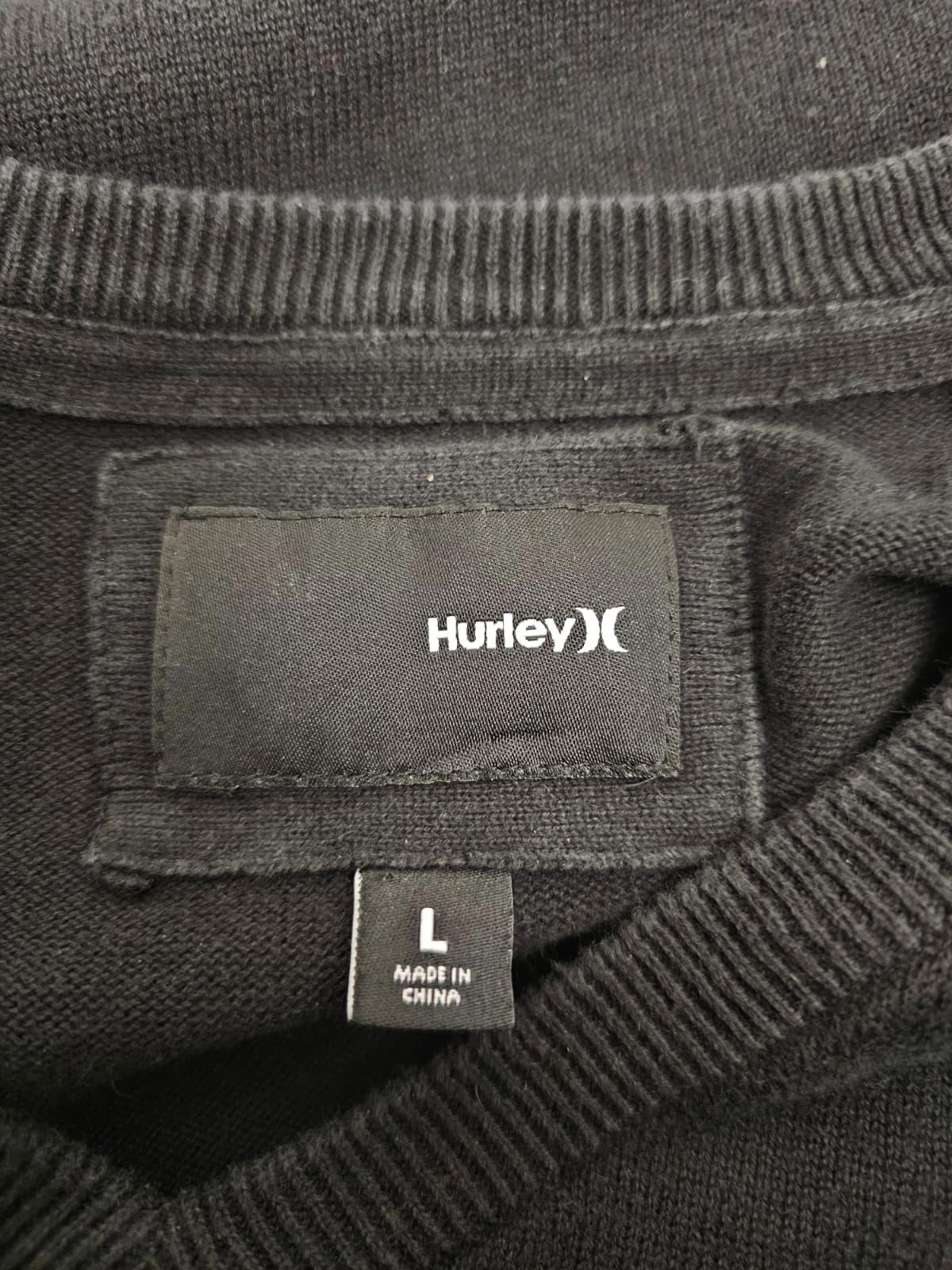Hurley Mens Pullover V-Neck Knitted Style 100% Cotton Jumper - L/Large - Black