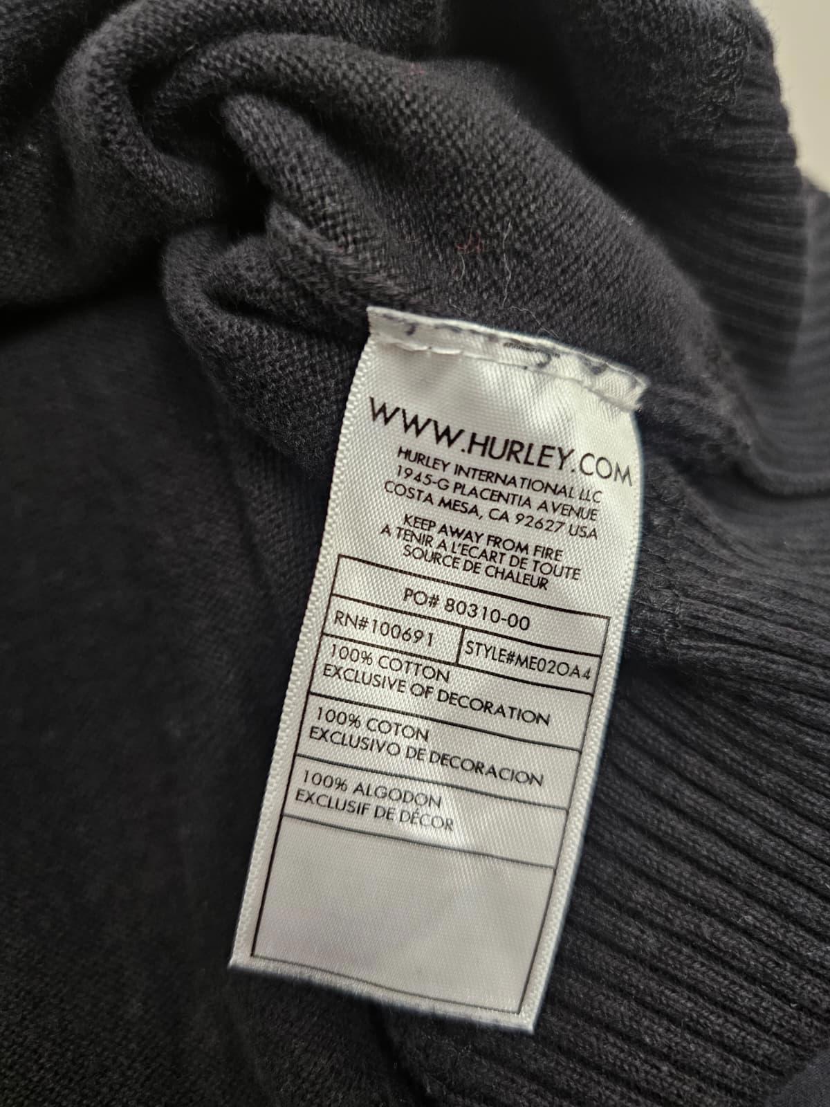 Hurley Mens Pullover V-Neck Knitted Style 100% Cotton Jumper - L/Large - Black