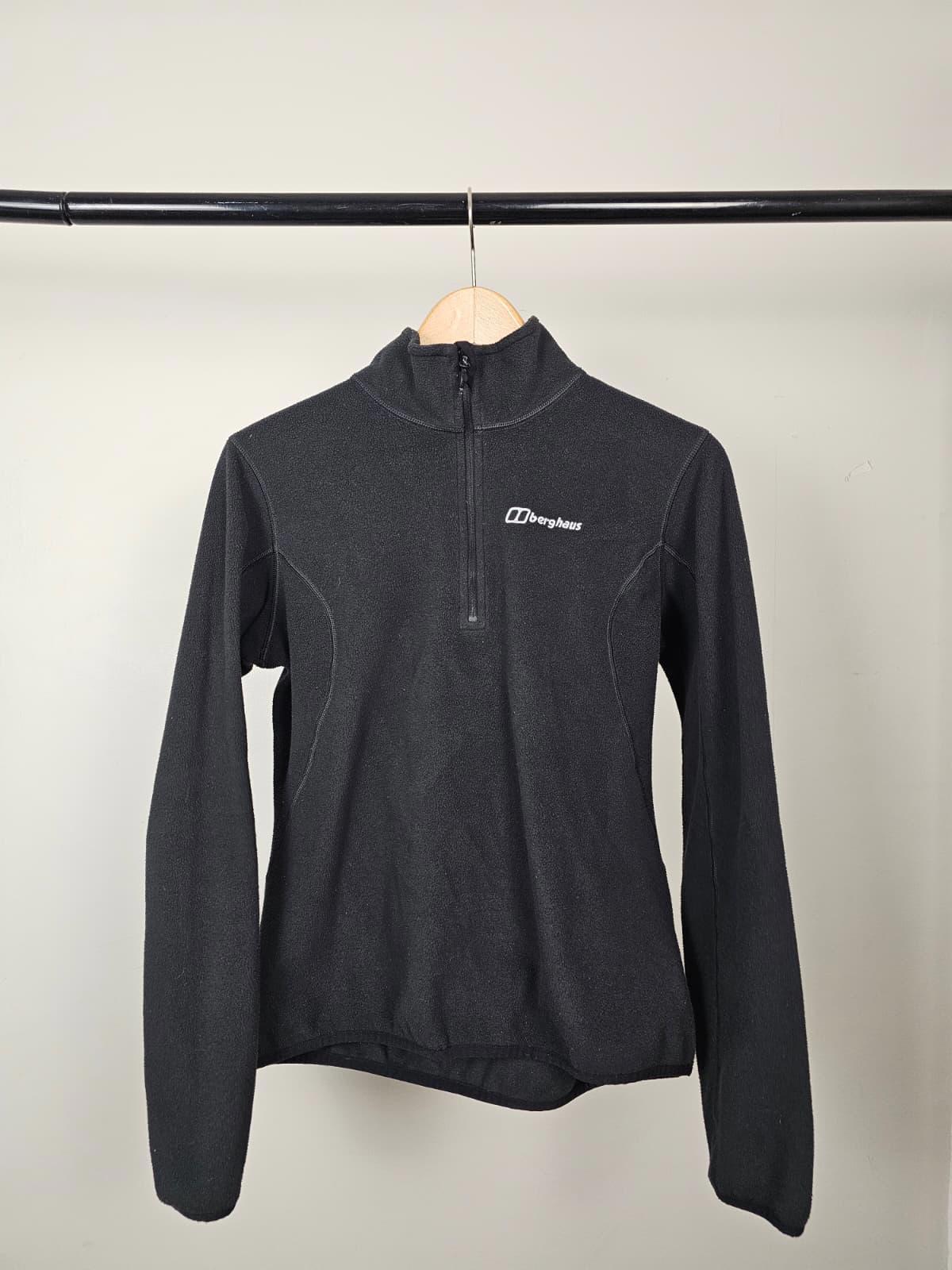 Berghaus Womens 1/4 Zip Pullover Mid Layer Casual Fleece Jumper - UK 12 - Black