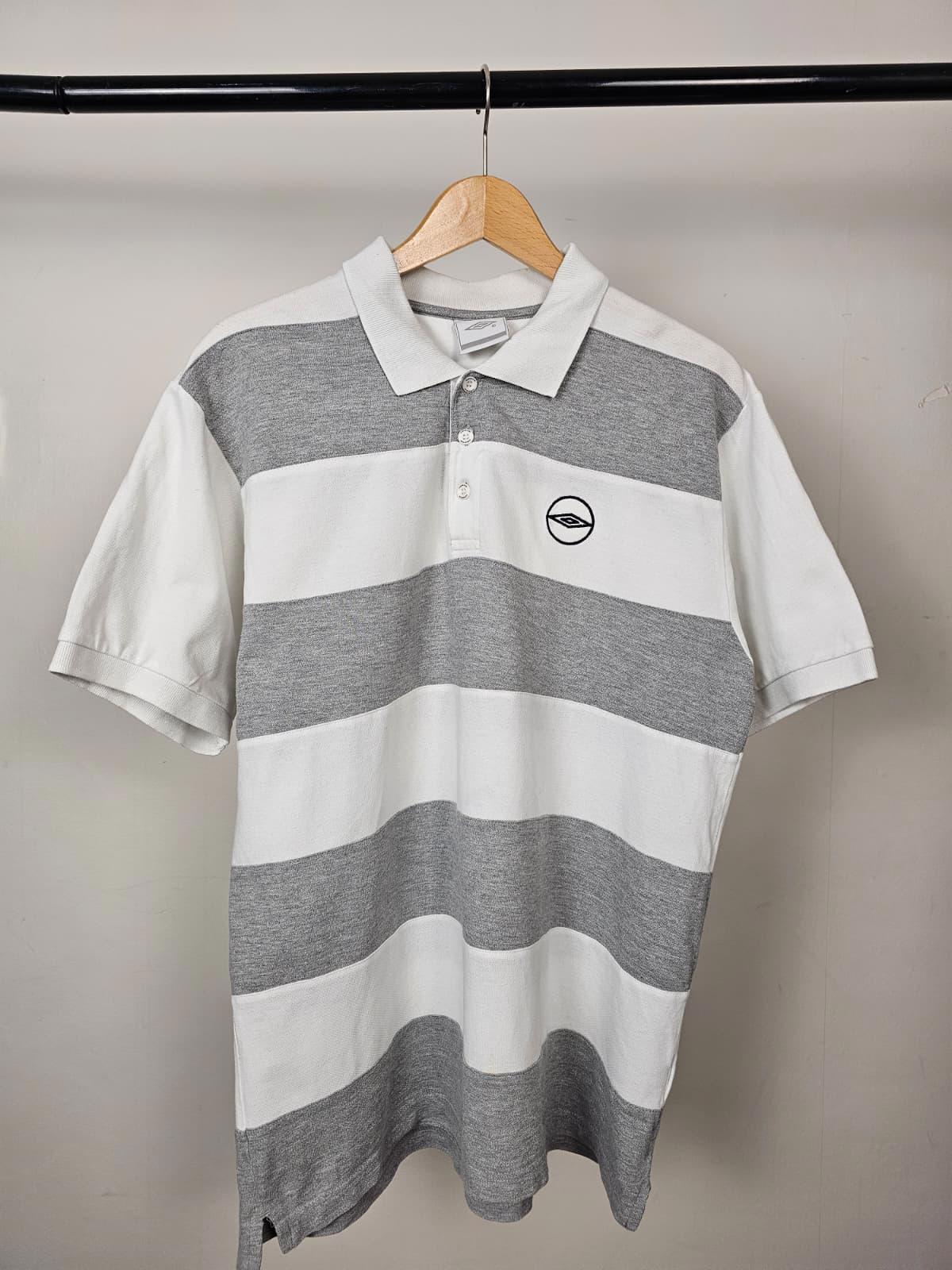 Umbro Mens Vintage Y2K 2000s Striped Short Sleeve Polo Shirt - L/Large
