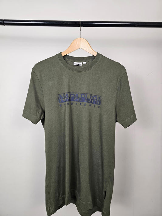 Napapijri Mens Short Sleeve Chest Print Top/T-Shirt - S/Small - Khaki