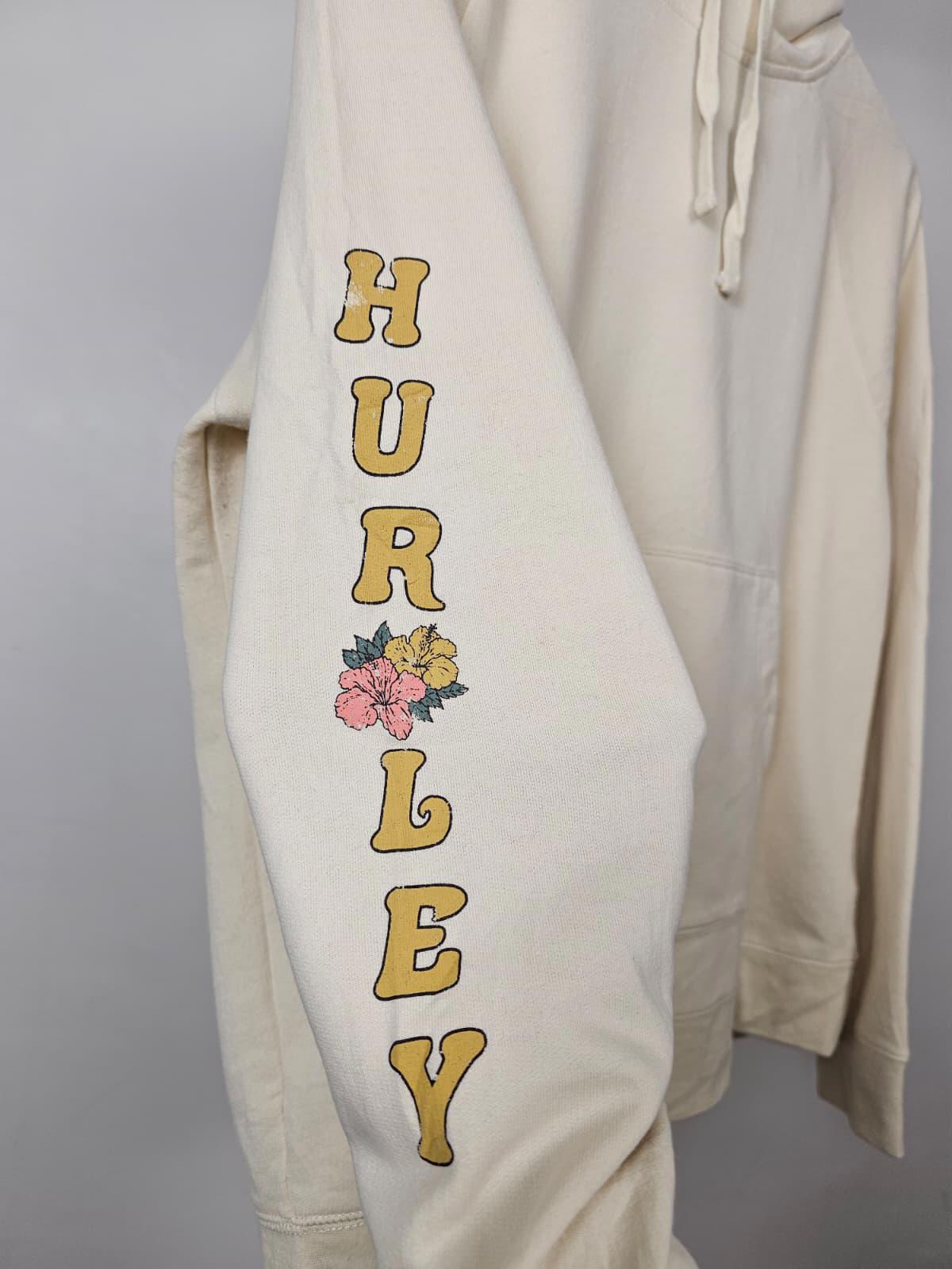 Hurley Womens Floral Arm Print Pullover Hoodie - M/Medium - Cream