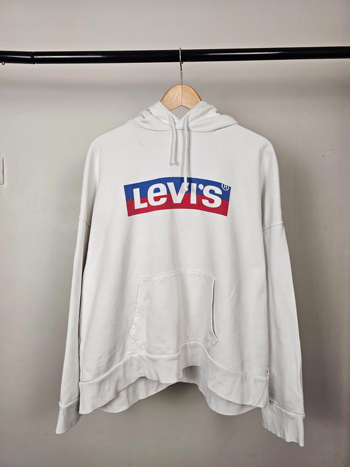Levi's Womens Big Spellout Chest Print Pullover Hoodie - M/Medium - White