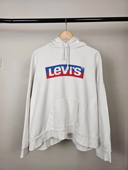 Levi's Womens Big Spellout Chest Print Pullover Hoodie - M/Medium - White
