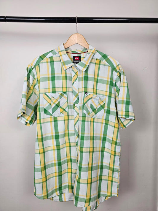 Quiksilver Mens Vintage Y2K 2000 Short Sleeve Checked Shirt - XL/Extra Large